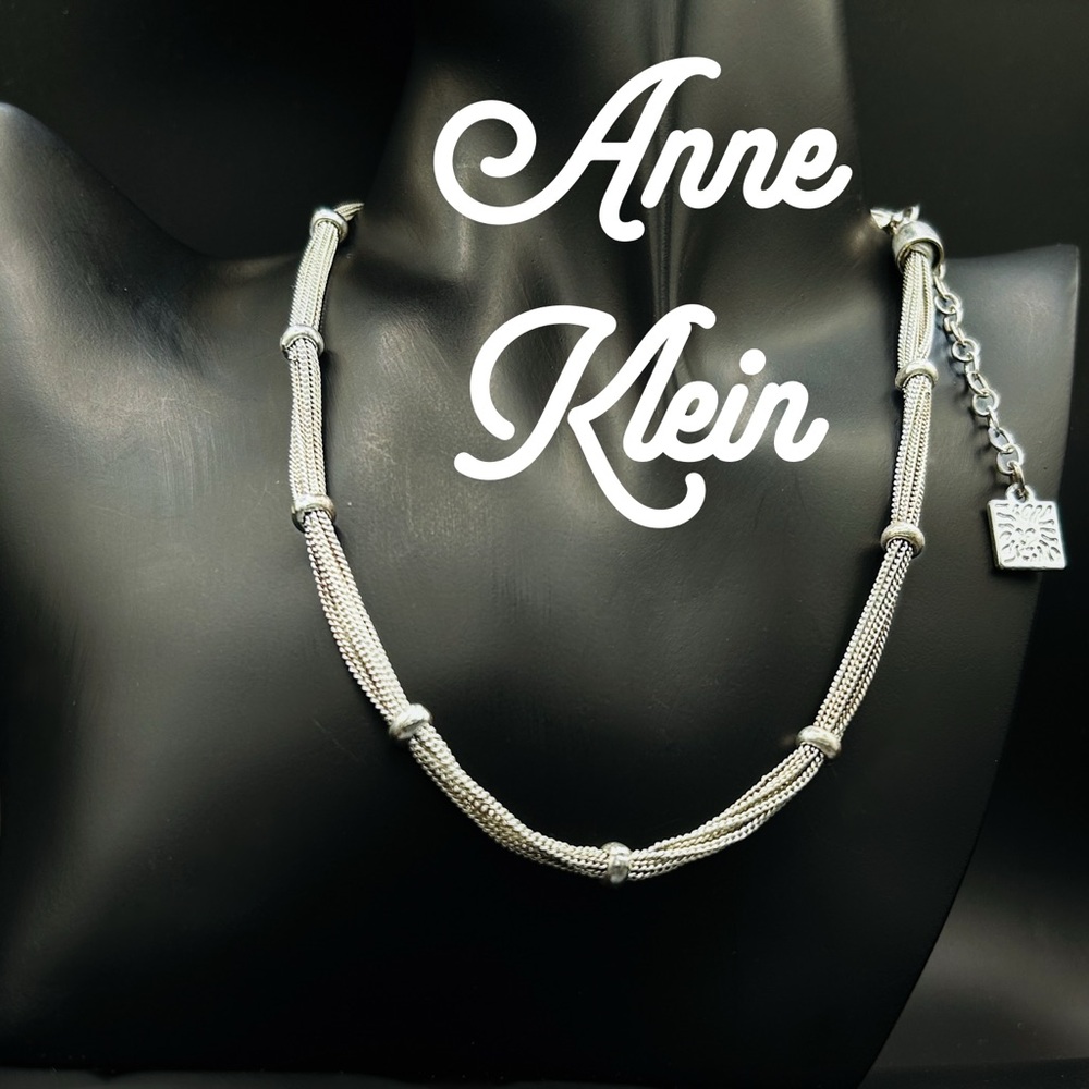 Vintage Anne Klein Silver Tone Multi-Strand Wheat Chain Necklace